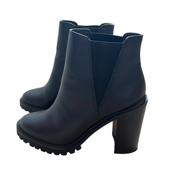 ASOS Black Ankle Boots | Block Heel Combat Booties, Size 9, Chunky Sole - Picture 1 of 3